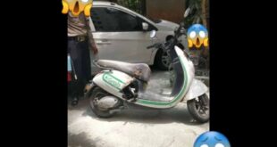 Sebuah sepeda motor listrik dikabarkan meledak dan viral di media sosial. (Foto: Instagram @lambe_turah)